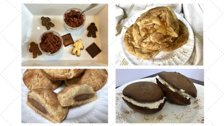 chocolate and apple snickerdoodles and chocolate mousse and whoopie pies