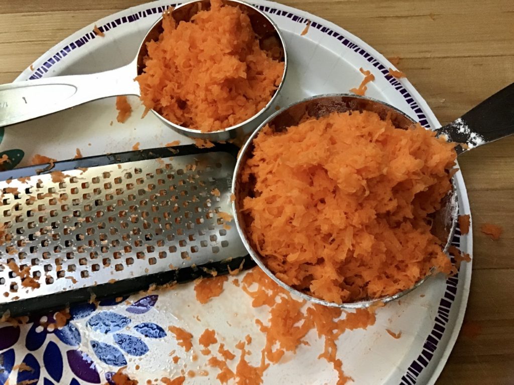 Grated carrots for carrot cake