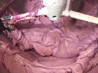 Steps for making the blueberry buttercream frosting
